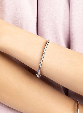 [春季新品]APM Monaco银白色几何密镶手镯叠戴百搭精致简约设计感