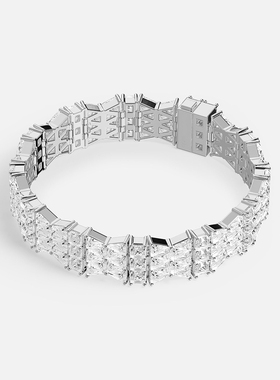 【618活动】APM Monaco Art Deco Pavé手链宽版密镶白色手饰礼物
