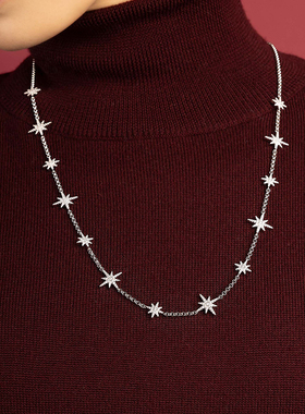 [新品]APM Monaco白色Météorites多流星可调节项链六芒星精致