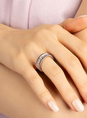 [杨紫同款]APM Monaco银白色Torsade密镶戒指扭纹经典设计感新品