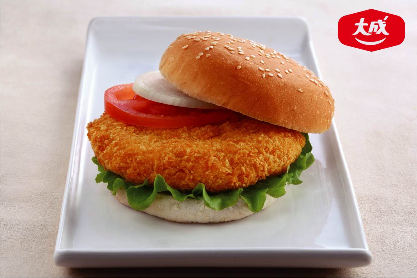大成整箱4包汉堡鸡肉饼冷冻半成品手抓饼肉饼汉堡包胚肉饼商用_虎窝淘