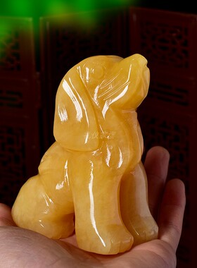 天然玉石十二生肖狗摆件风水玄关手工狗黄玉狗白玉元宝狗礼品