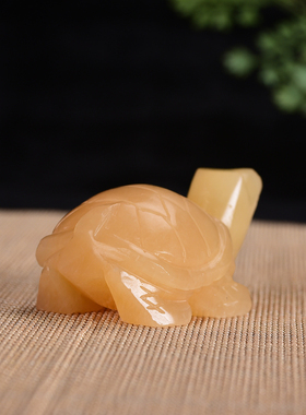 天然米黄玉小乌龟动物装饰鱼缸手把件玩玄关小摆件寿龟玉石小乌龟