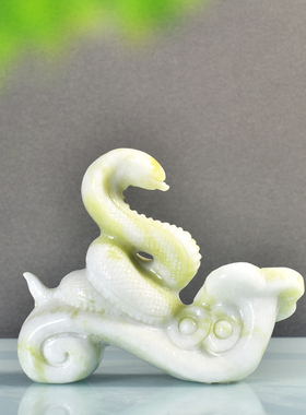 蓝田玉十二生肖蛇摆件