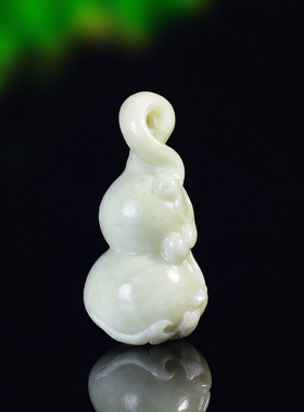 岫玉葫芦摆件实心空心葫芦挂件招财吉祥物客厅车饰品工艺玉葫芦