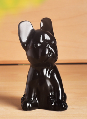 小黑曜玉石狗摆件招财风水可爱创意物工艺旺财客厅家居装饰品生肖