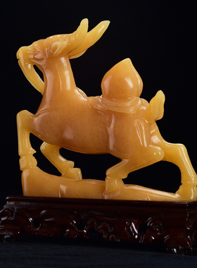 天然米黄玉羊摆件十二生肖家居客厅玄关电视柜酒柜招财风水送礼