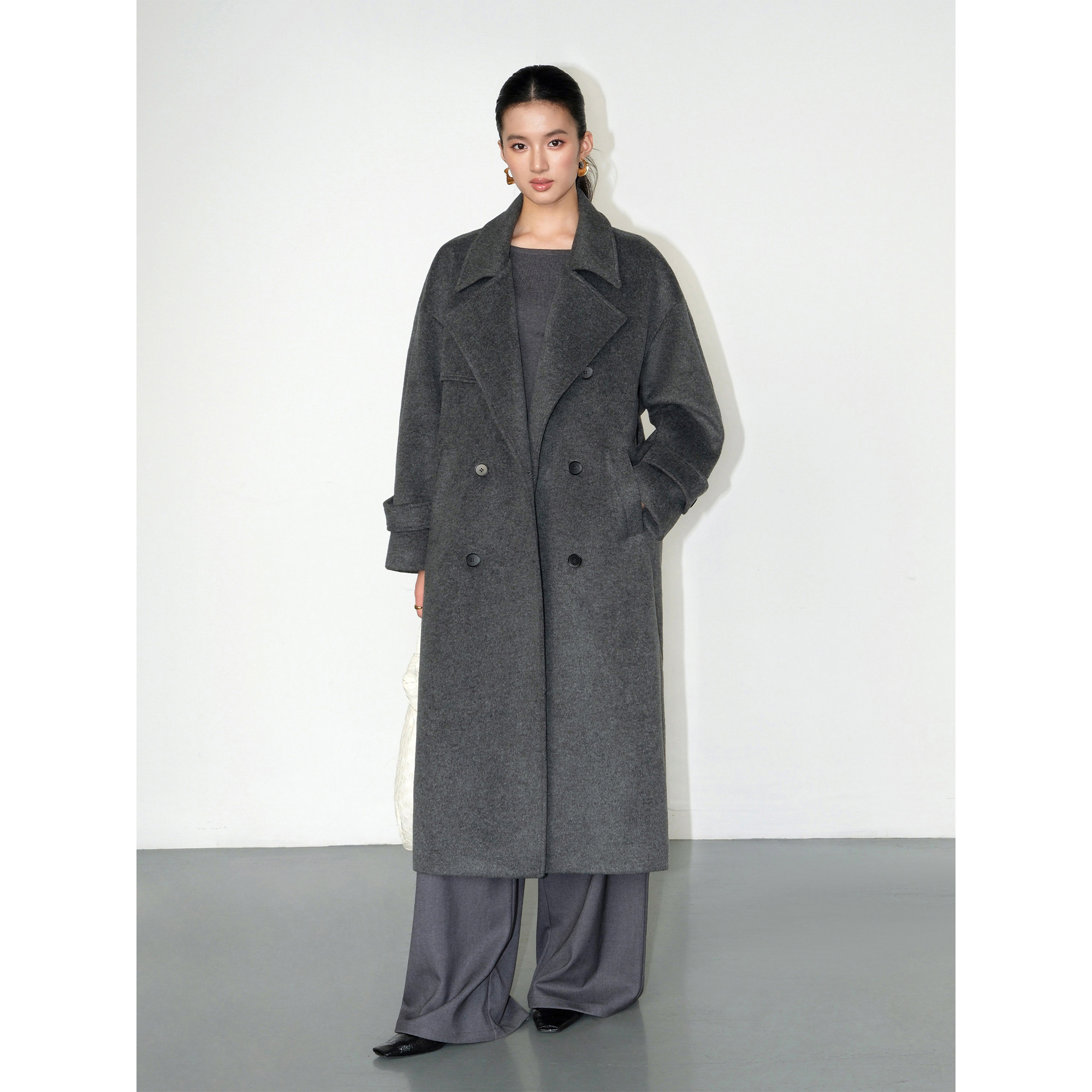 NEVA HU【现货7折】毛呢外套女高级感气质收腰中长款风衣呢子大衣,淘宝优惠券,粉丝福利购,淘宝优惠卷