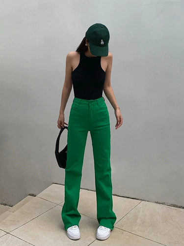 Черный цветной мегафон, сексуальные джинсы, штаны для отдыха, высокая талия, коллекция 2023, свободный прямой крой