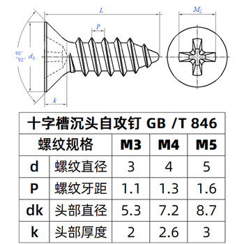 .304 ສະແຕນເລດສະແຕນເລດຕົນເອງ tapping screws cross countersunk head screws ໄມ້ screws ຂະຫຍາຍຫົວແປ M3M4M5