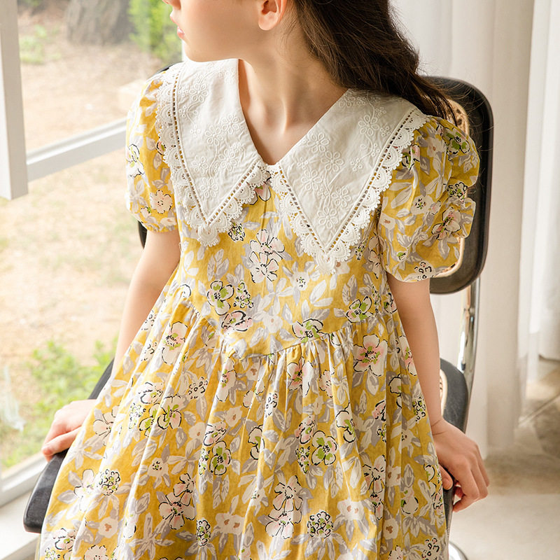 夏季女童宝宝洋气纯棉田园小碎花裙中大童女孩短袖连衣裙长裙子,淘宝优惠券,粉丝福利购,淘宝优惠卷