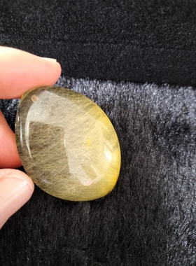 金发晶吊坠男女无事牌 天然发晶钛晶吊牌挂件水滴平安牌项链全净