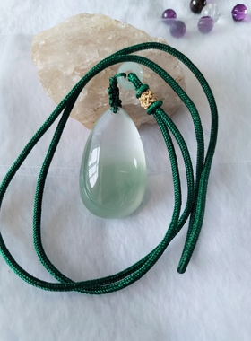 绿幽灵水滴吊坠男天然水晶项链转运原石挂件夏聚宝盆正品锁骨链女