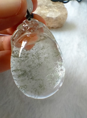 天然千层绿幽灵蝙蝠福在眼前吊坠原石毛衣链项链挂坠送朋友男女