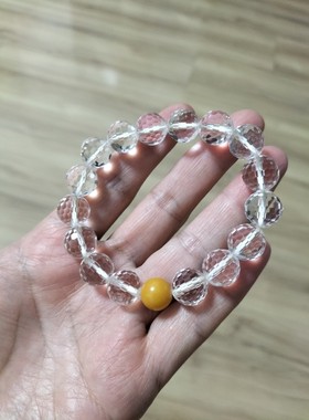 纯天然白水晶手链正品5A白水晶饰品男女情侣款手串 学生闺蜜礼物