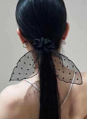 立体波点纱大肠发圈女丸子头发绳