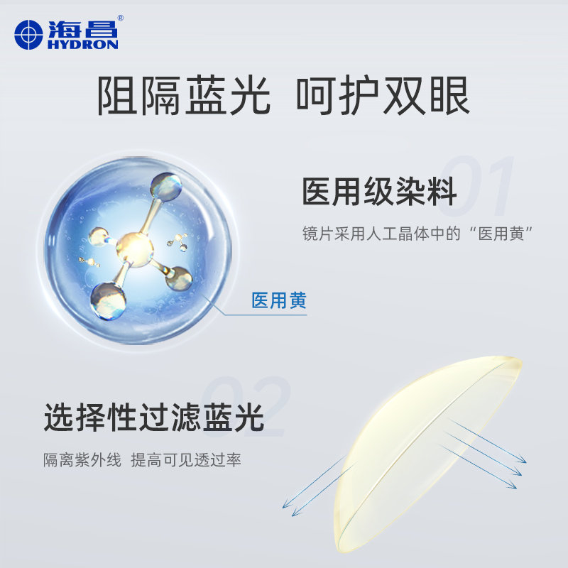 海昌官方旗舰店防蓝光隐形近视眼镜3Cblue半年抛2片透明水润