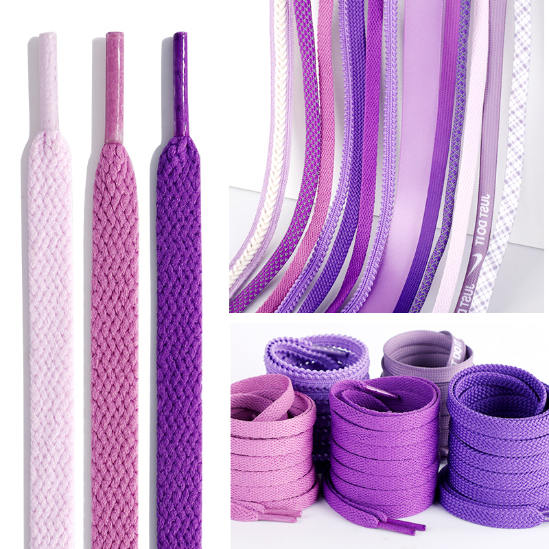 紫色鞋带扁平圆粗浅淡扎染丝绸带空军德训老爹运动帆布板男女款绳 - 图2