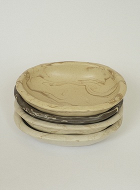 边集EDITOR 韩国POLLYGARDEN手工盘子陶瓷椭圆置物盘新款韩系礼物