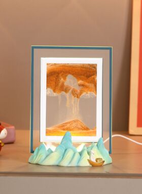 假山流沙画小夜灯摆件高级感家居沙漏礼品创意沙画工艺品桌面摆件