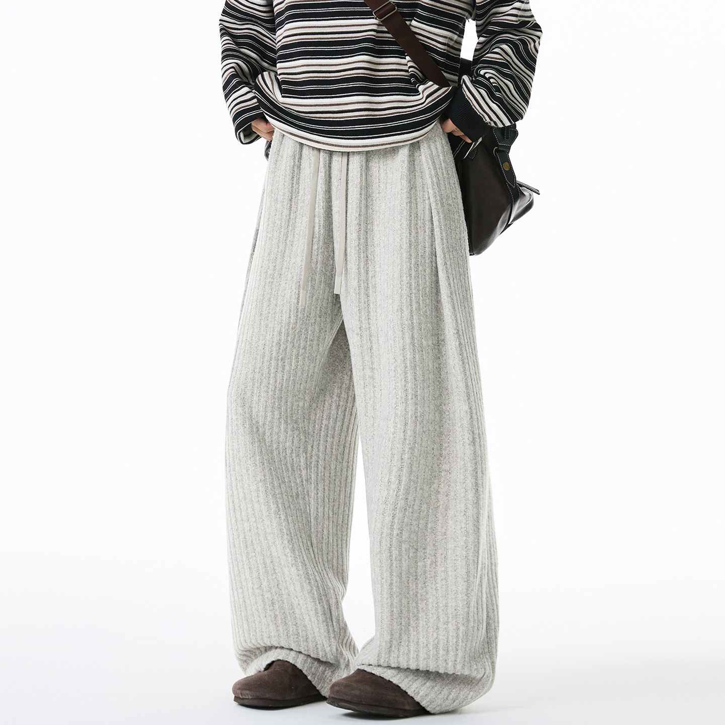 拉夏贝尔老钱风复古条纹重磅卫裤男士秋冬保暖休闲宽松直筒运动裤,淘宝优惠券,粉丝福利购,淘宝优惠卷