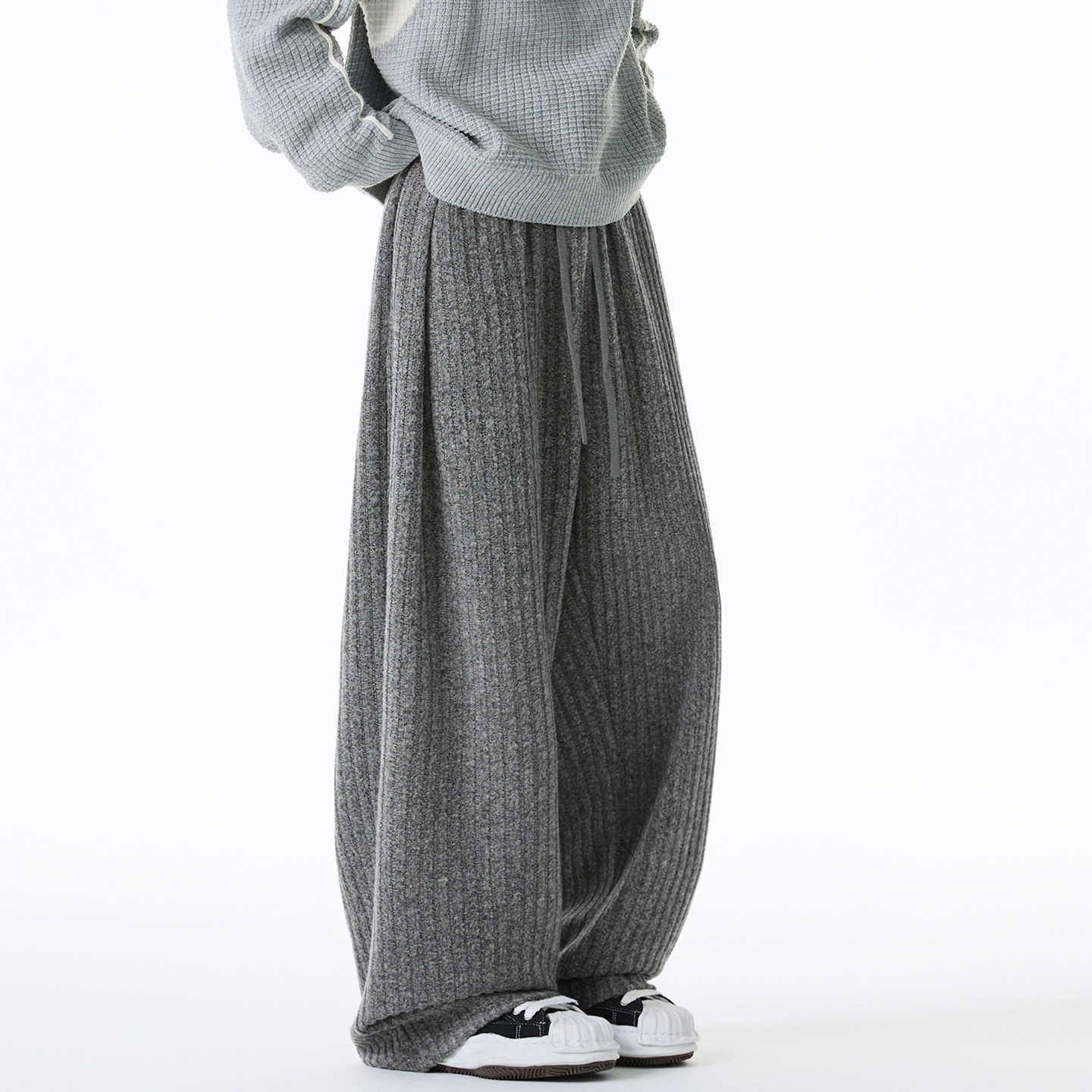 拉夏贝尔老钱风复古条纹重磅卫裤男士秋冬保暖休闲宽松直筒运动裤,淘宝优惠券,粉丝福利购,淘宝优惠卷