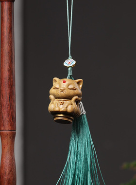 绿檀木香囊手机链挂绳木