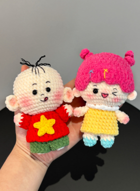 小美图图玩偶挂件毛线手工编织diy钩针材料包钩织礼物七夕解闷勾