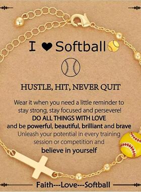 亚马逊新款欧美跨境排球垒球篮球棒球足球十字架间珠手链