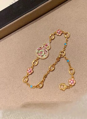 新中式福禄葫芦吊坠围镶彩釉项链手链祥云福字国风轻奢小众锁骨链