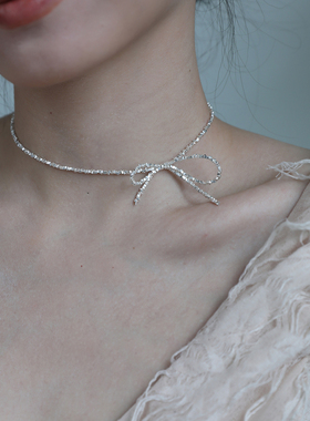 S925纯银choker蝴蝶结