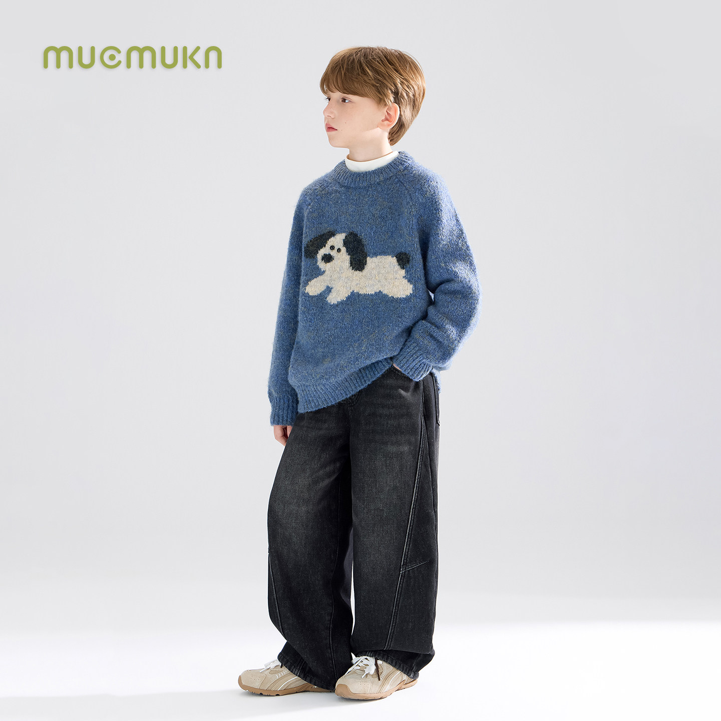 MUCMUKN【奔跑小狗】渐变彩丝提花毛衣针织衫保暖蓬松男女童冬新,淘宝优惠券,粉丝福利购,淘宝优惠卷