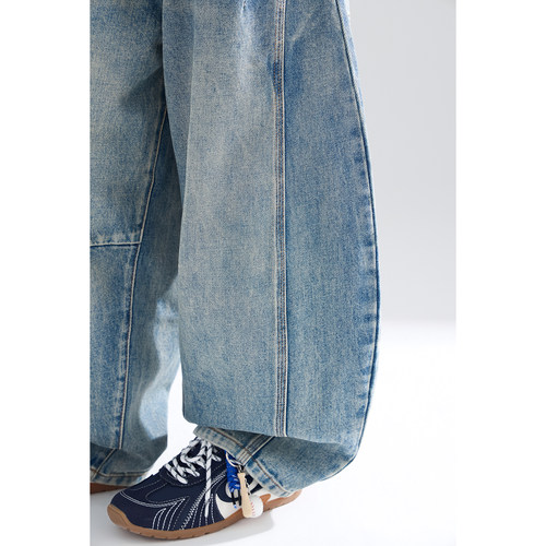 MUCMUKN童装 春款男女童裤子复古百搭弯刀牛仔裤宽松香蕉裤 - 图3