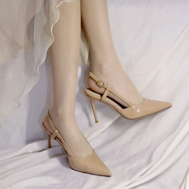 尖头细跟裸色高跟鞋设计感小众气质名媛包头凉鞋女一字扣带仙女风,淘宝优惠券,粉丝福利购,淘宝优惠卷