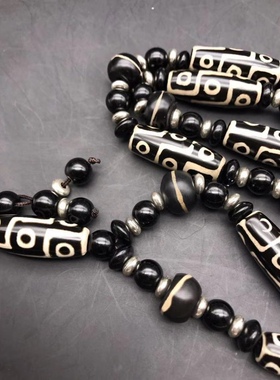 西藏 真品 九眼黑白 老天珠玛瑙 玉髓 项链 手链 朱砂 吊坠