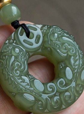 双貔貅吊坠男女情侣款平安扣项链皮丘招财皮休护身符玉石挂件