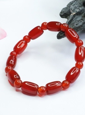 天然正品红玛瑙路路通手串玉髓圆珠手链玉石珠宝饰品礼物