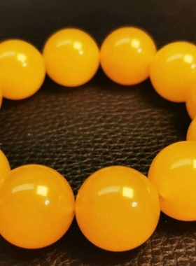 天然正品新疆和田米黄玉手链金丝玉戈壁玉圆珠手串男女情侣手链