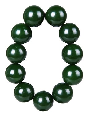 《品牌补贴》新疆和田碧玉20mm手链菠菜绿18mm圆珠男女款手链