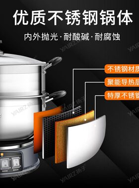 扬子特厚不锈钢多功能电热锅电炒锅蒸锅蒸煮炒煎炖涮一体锅电锅25