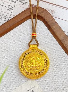 金包银韦雪同款独角貔貅罗盘吊坠项链古法花丝圆盘毛衣链新年礼物