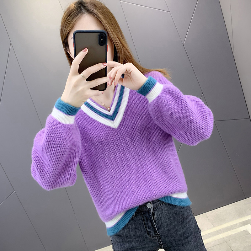 v领2020新款宽松秋冬装短款毛衣 岚舒毛衣