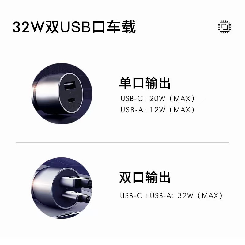 mophie车载充电器32W双口快充usb口点烟器车充头适用于苹果15pro - 图1