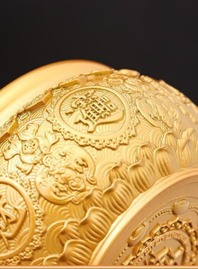 黄铜聚宝盆摆件聚财黄铜米缸家居客厅店铺前台工艺品存钱罐特大号