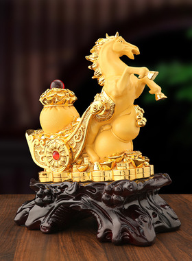 福到财到沙金马摆件招财树脂工艺品家居客厅电视柜装饰品开业礼品