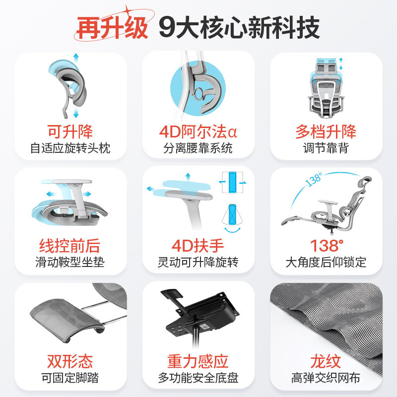 歌德利v1 6代人体靠背透气工学椅 歌德利家具人体工学椅