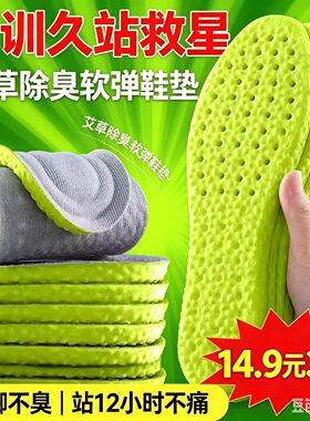 艾草除臭鞋垫军训久站加厚软弹吸汗防臭学生蜂窝减震可剪运动鞋垫