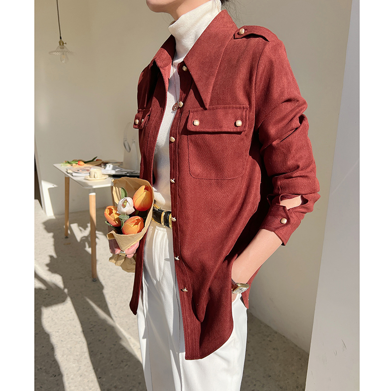 叠穿灯芯绒早春2022年新款港风衬衫 诞恩衬衫