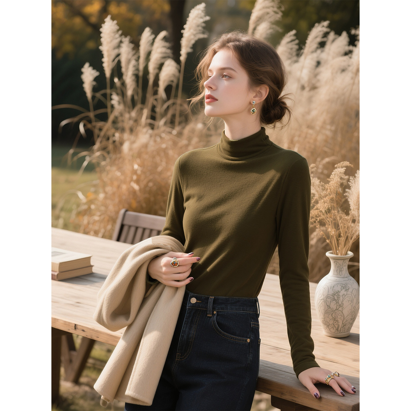 白色半高领保暖德绒针织衫女2026年秋冬新款时尚百搭打底上衣,淘宝优惠券,粉丝福利购,淘宝优惠卷