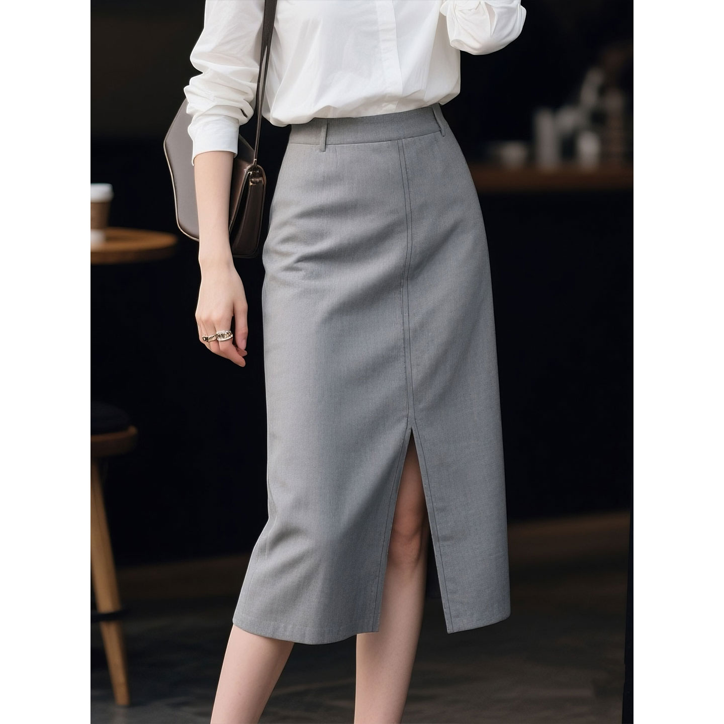 白色衬衫职业套装女2025年秋季新款通勤女装高级感半身裙两件套 - 图2